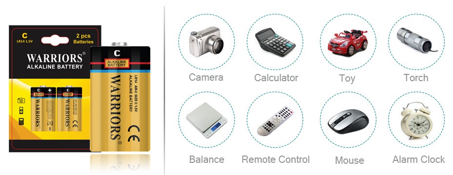 High-capacity Industrial Alkaline C LR14 Batteries